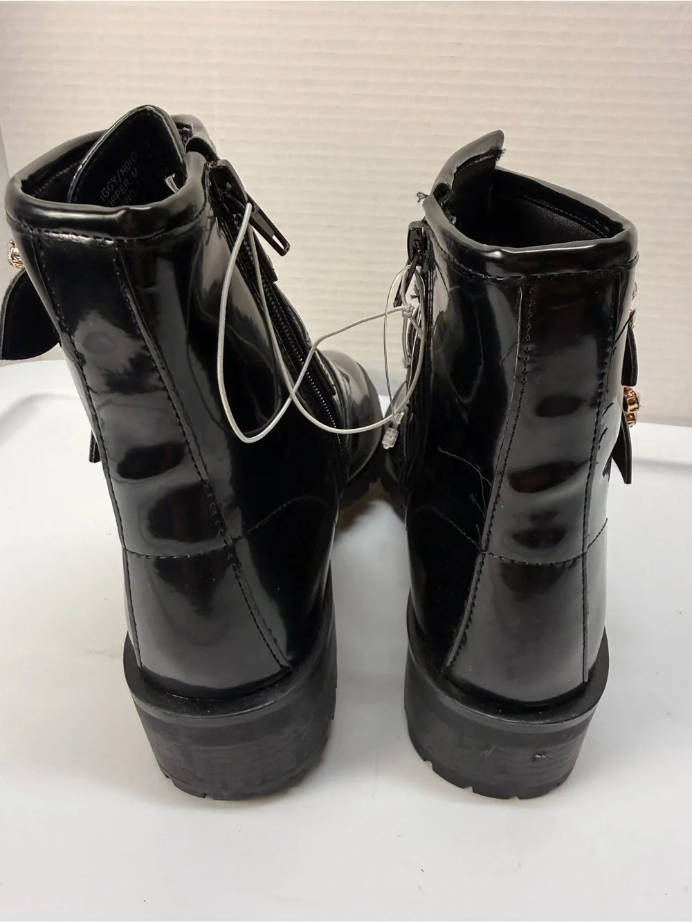 Nanette Lepore Iggy Black Patent Leather Buckle-Embellished Ankle Boots NEW 7